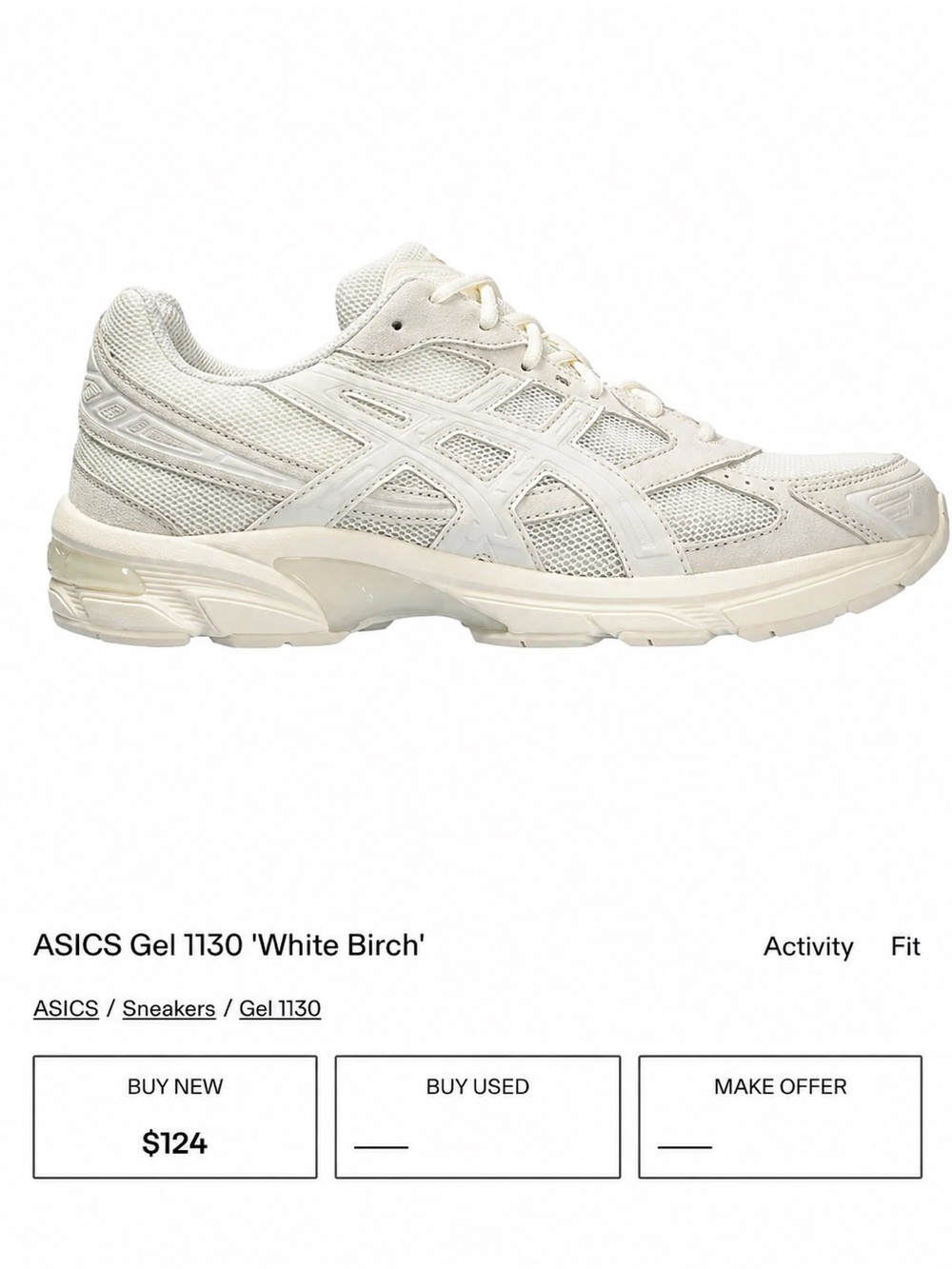 Asics Cream and White Gel-Style Sneakers